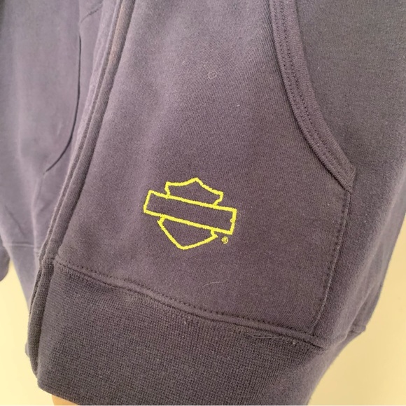 Harley Davidson Edison NJ full zip hooded sweatshirt navy blue green L - Picture 10 of 11